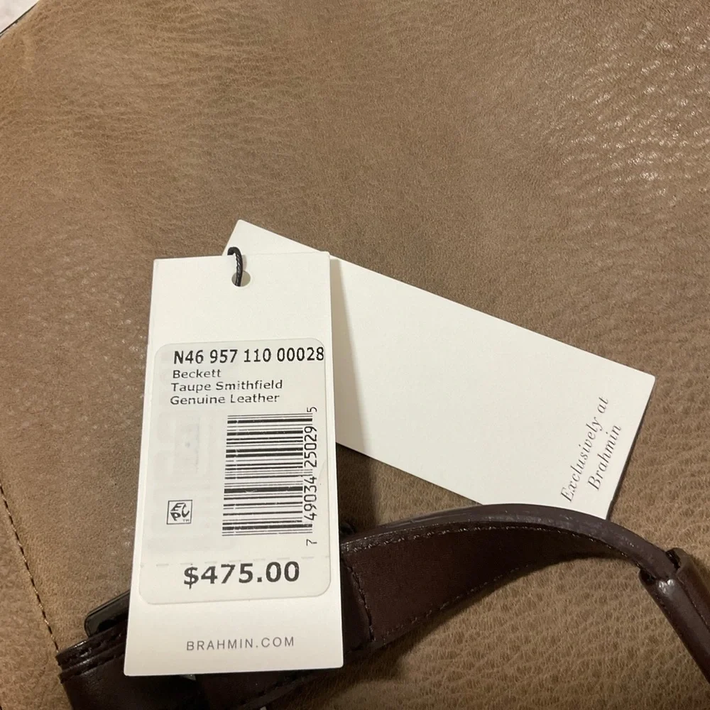 NWT Brahmin Beckett Taupe Smithfield Genuine Leather